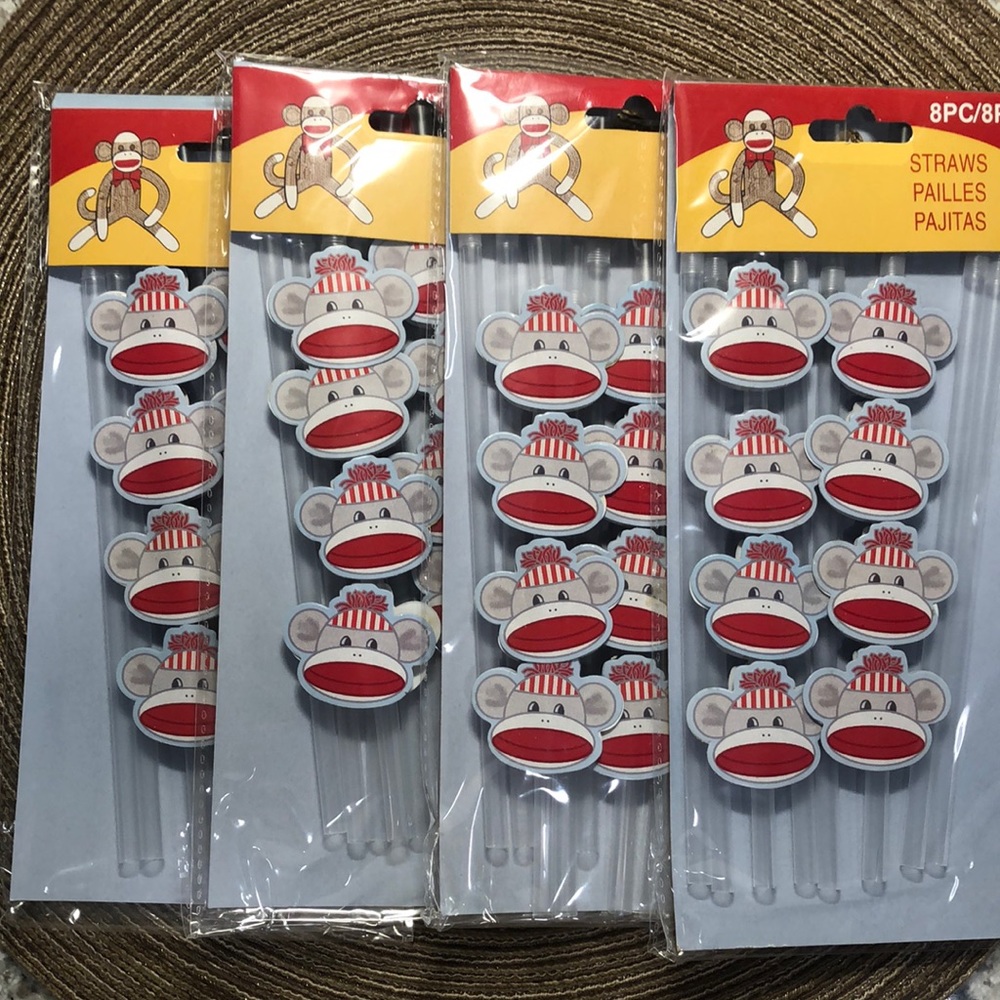Sock Monkey Straws